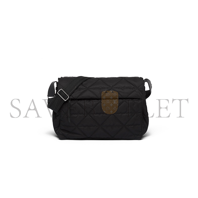 Pra*a topstitched re-nylon shoulder bag 2vd057 (36*28*14cm)